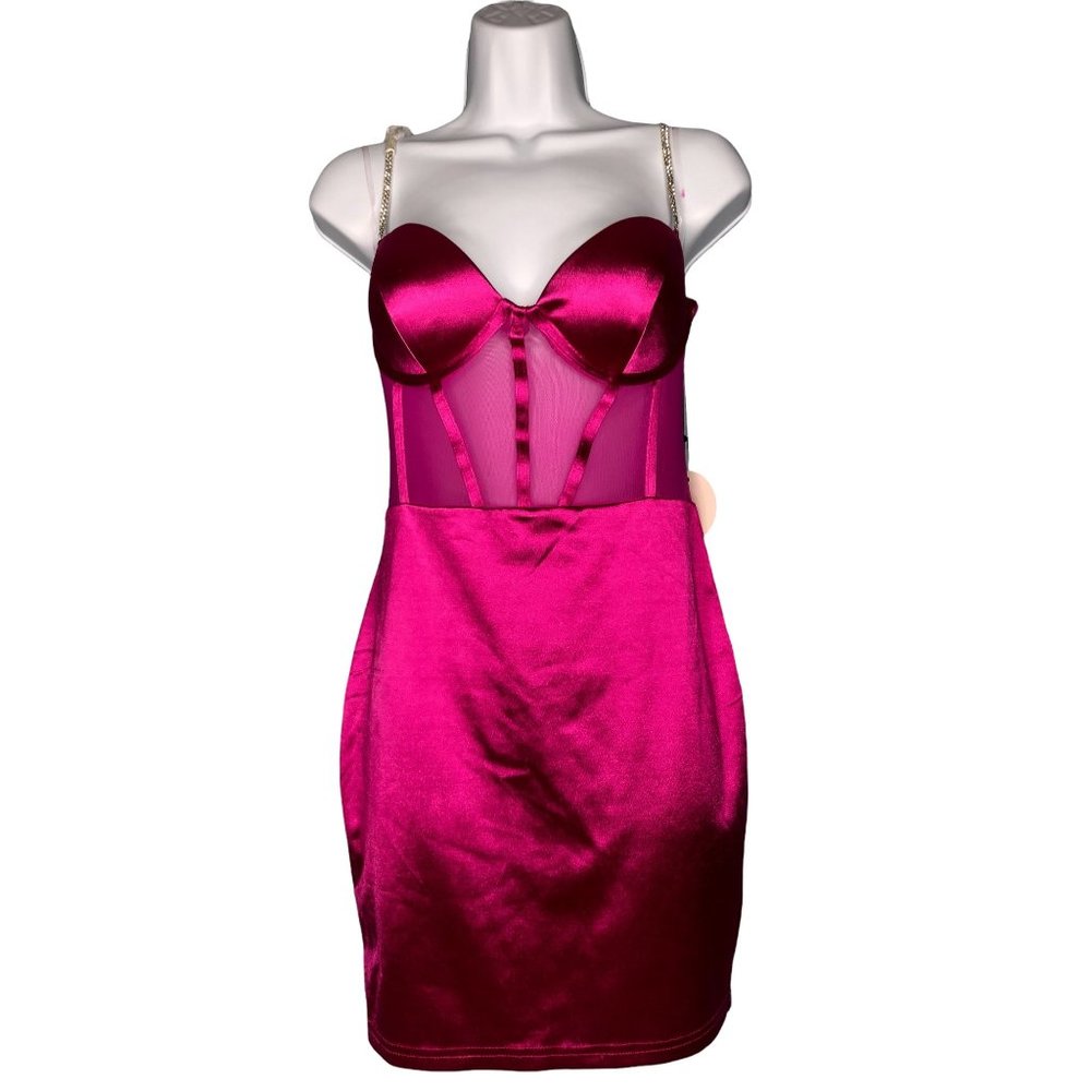 Shero magenta sweet heart diamond spaghetti strap large bodycon dress